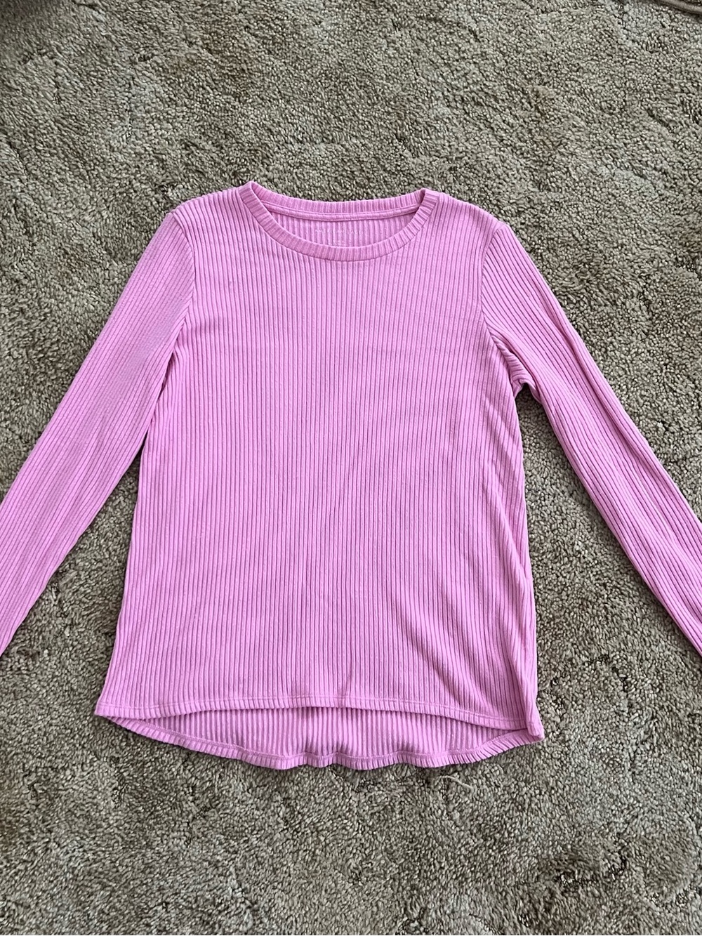 American Eagle Light Pink Ribbed Long-Sleeve Top: M